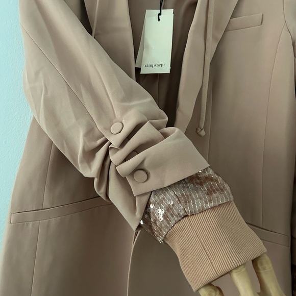 Cinq A Sept Pink Khloe Hooded Sequined Jacket Blazer NWT sz4 - Picture 12 of 12